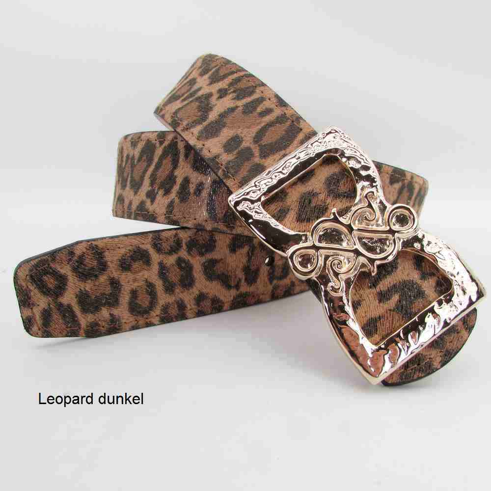 Leopardengürtel mit Goldschließe 4 cm breit